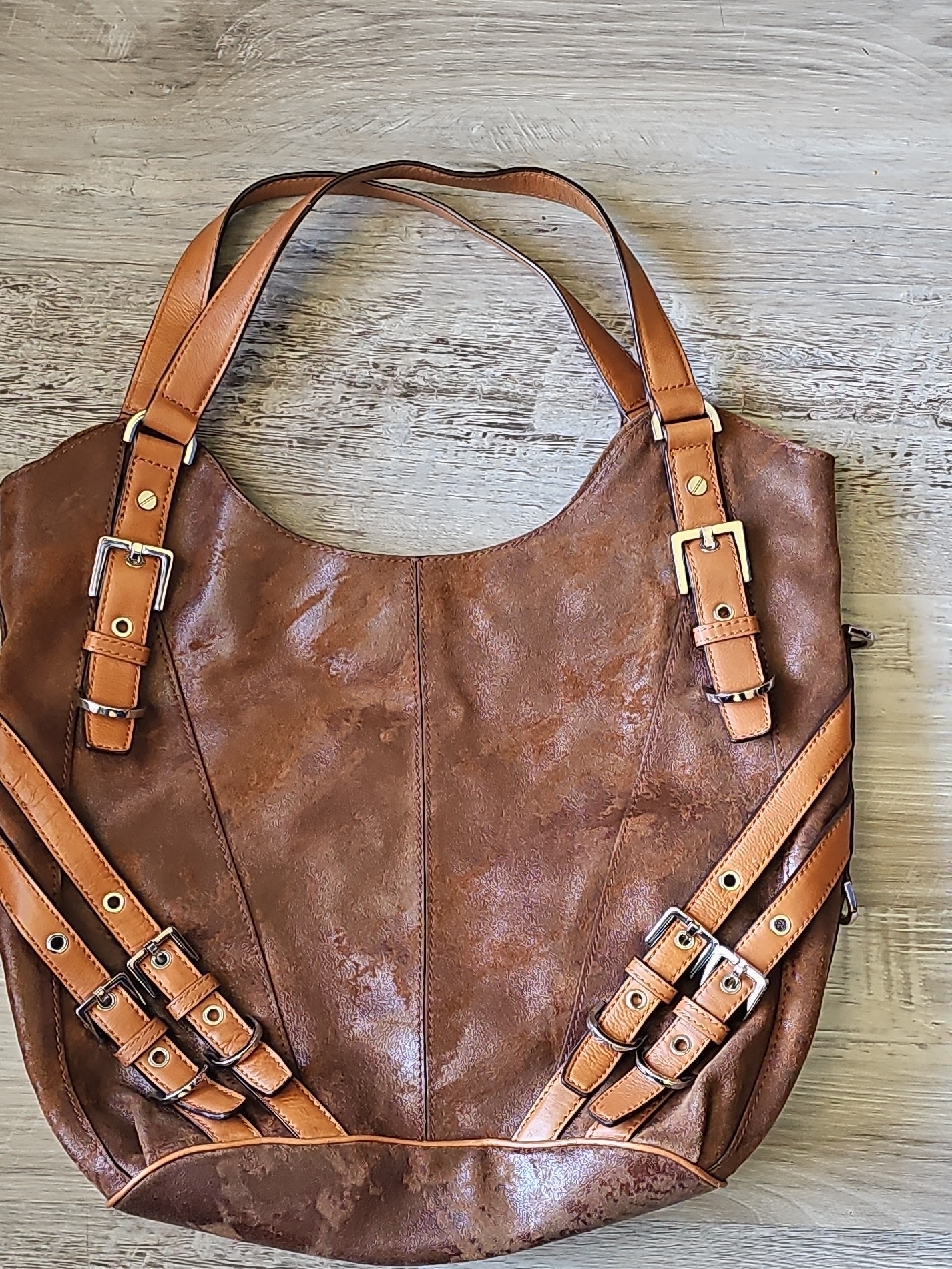 Michael Kors Distressed Brown Leather-Style Women's Tote Bag